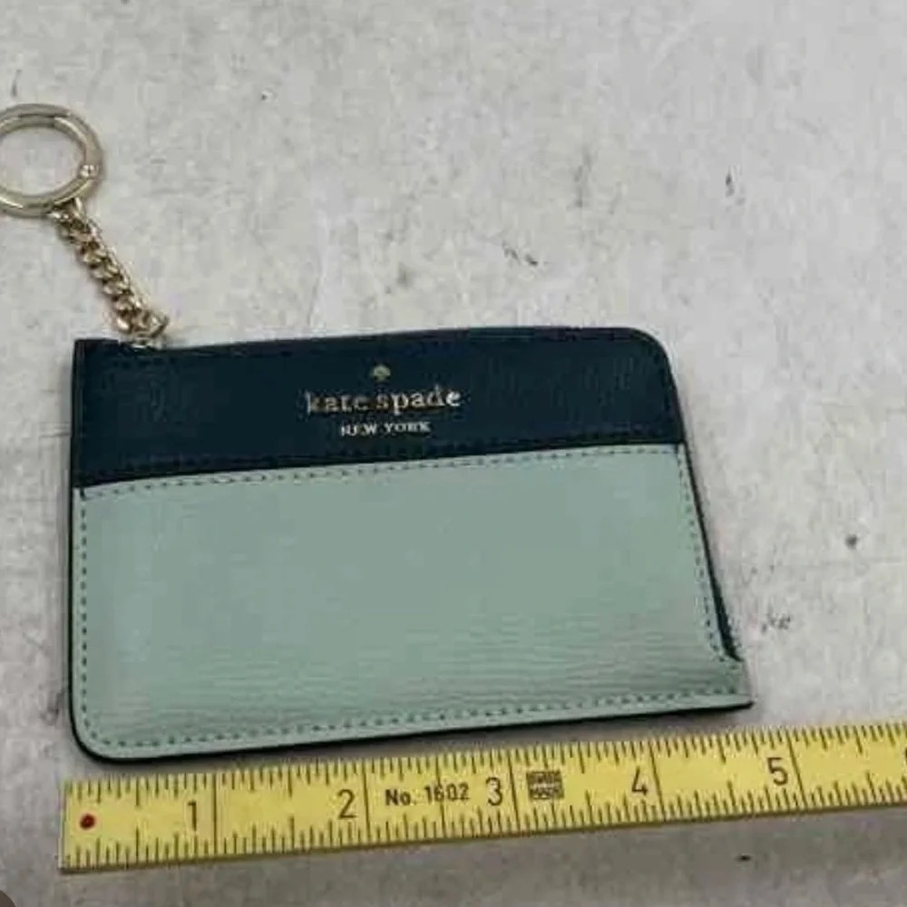 kate spade Two-Tone Dark Green and Mint Zip Card Case Keyring